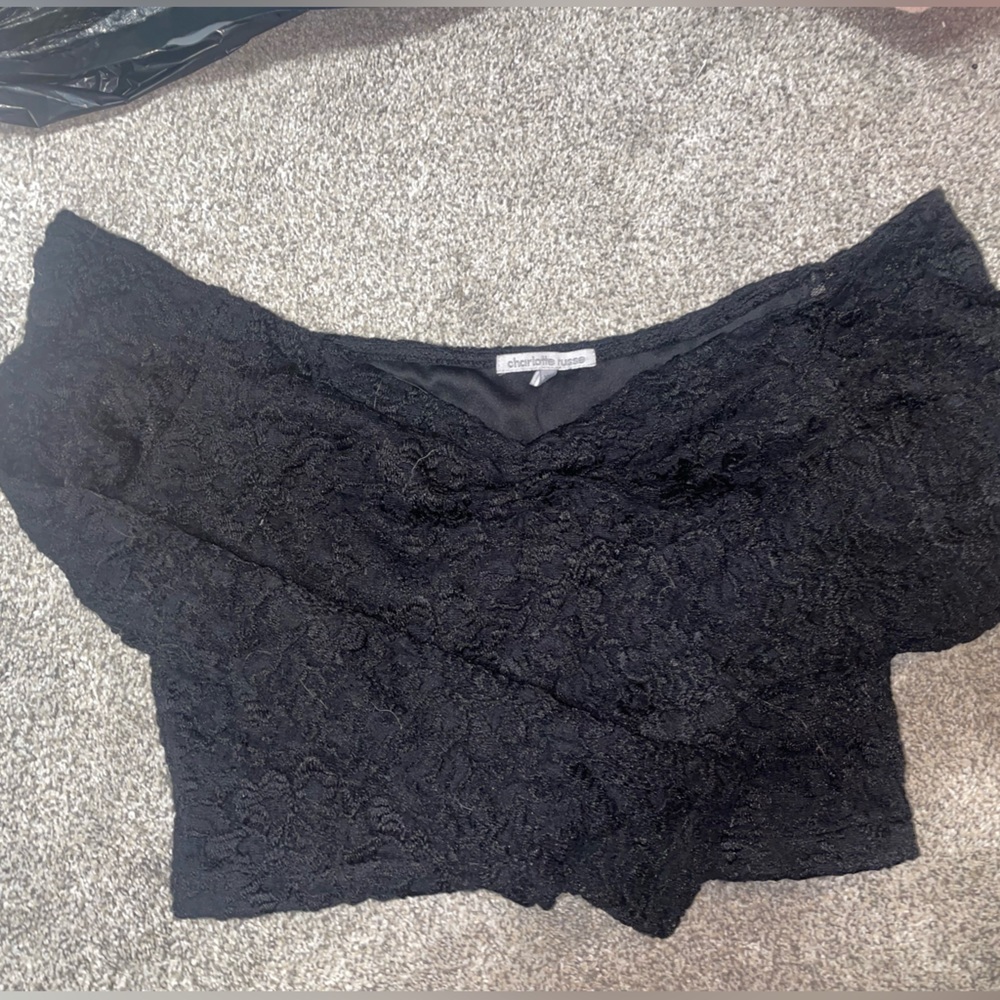 Off shoulder long sleeve lace cropped top Charlotte Russe size XL